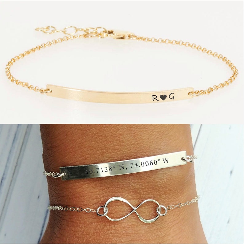 14k Gold Filled Bracelet Personalized Bracelet Engraved Etsy