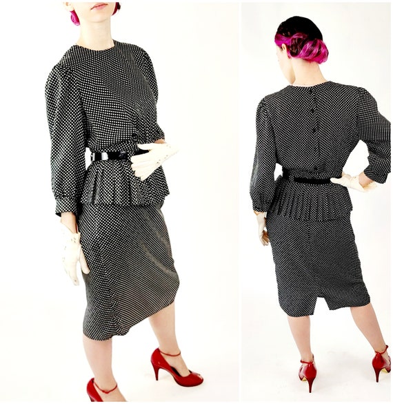 Vintage 80s 40s Inspired Pinup Rockability Peplum