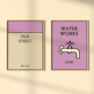 Monopoly wall art Set of 2 personalised monopoly print and poster monopoly wall art gift home gift