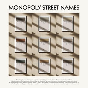 Custom monopoly wall art personalised monopoly print and poster