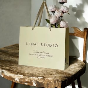 Personalised Paper Bags Bespoke Matte Paper Bags – Custom Printed Paper Bags with Ribbon Tie Closures – Personalized Retail Packaging