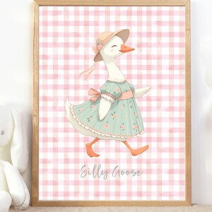 Silly Goose Wall Art, Girls Room Wall Art, Cute Goose Poster, Pink ...