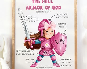 Armor of God Printable, Ephesians 6:13-17, Bible Verse Wall Art, Christian Kids Room Print, Jesus Art, Bible Poster, Personalized Wall Art