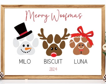 Personalisierter Haustierdruck, Haustierfoto personalisiert, Digitale Hundeporträts, Hundeweihnachtswandkunst, Hundeliebhaber Weihnachtsdekor, Hundemama-Weihnachtsgeschenk
