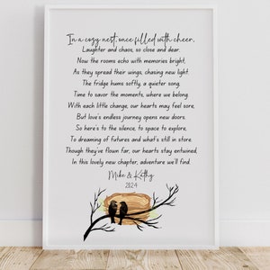 Lege nester kunst aan de muur gepersonaliseerd, aangepaste lege nester cadeau, eerste jaar als lege nesters, aangepaste foto voor ouders, cadeau voor mama en papa