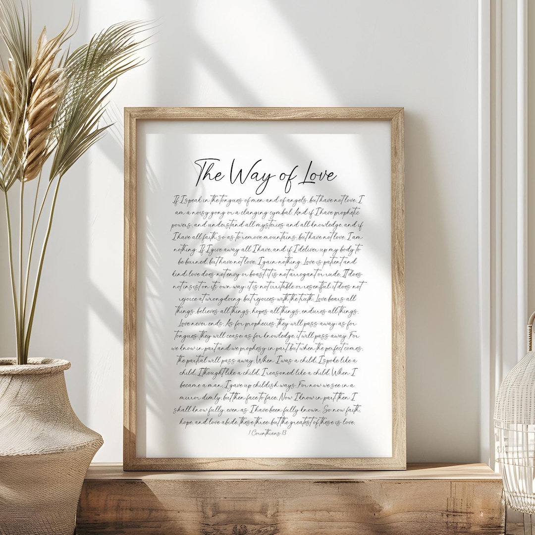 1 Corinthians 13 Print, Bible Verse Wall Art, Love is Patient Love is ...