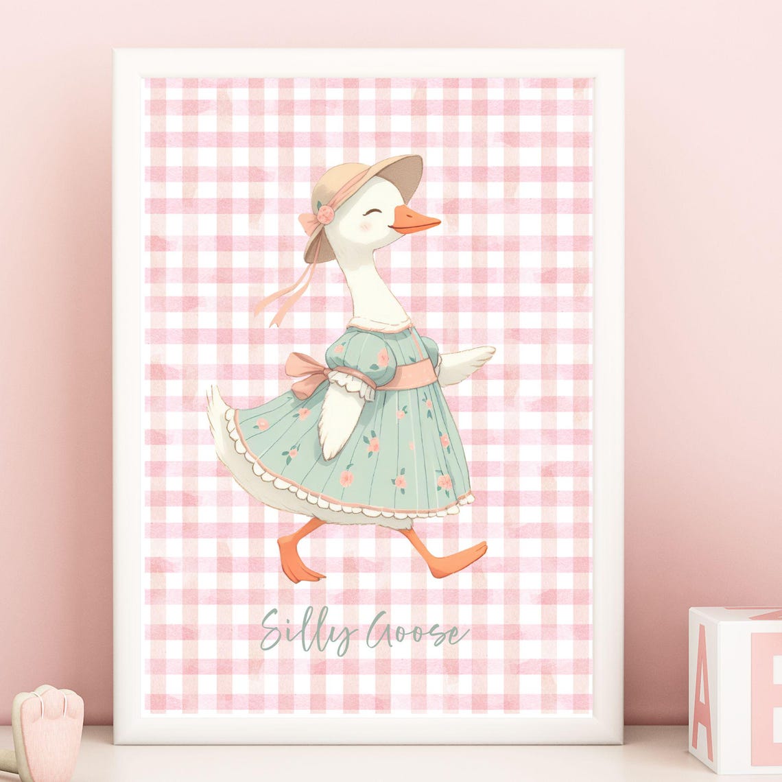 Silly Goose Wall Art, Girls Room Wall Art, Cute Goose Poster, Pink ...