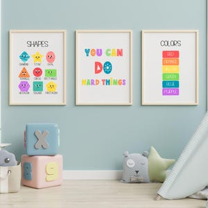 Set of 8 Educational Posters, Homeschool Prints, Kids Room Wall Art ...