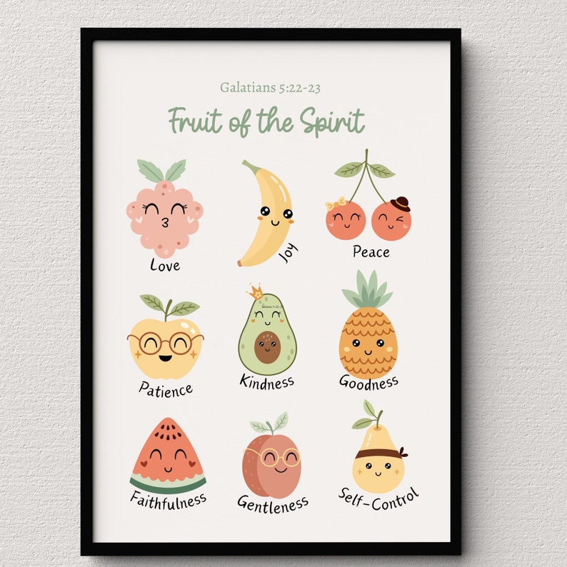 Fruit of the Spirit Wall Art, Galatians 5:22-23, Scripture Art for Kids ...