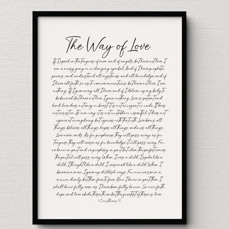 1 Corinthians 13 Print, Bible Verse Wall Art, Love is Patient Love is ...