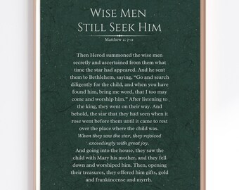 Wise Men Still Seek Him, The Three Wisemen Print, The Magi, Christmas Wall Art, The Birth of Jesus, Nativity Wall Decor, Christmas Scripture