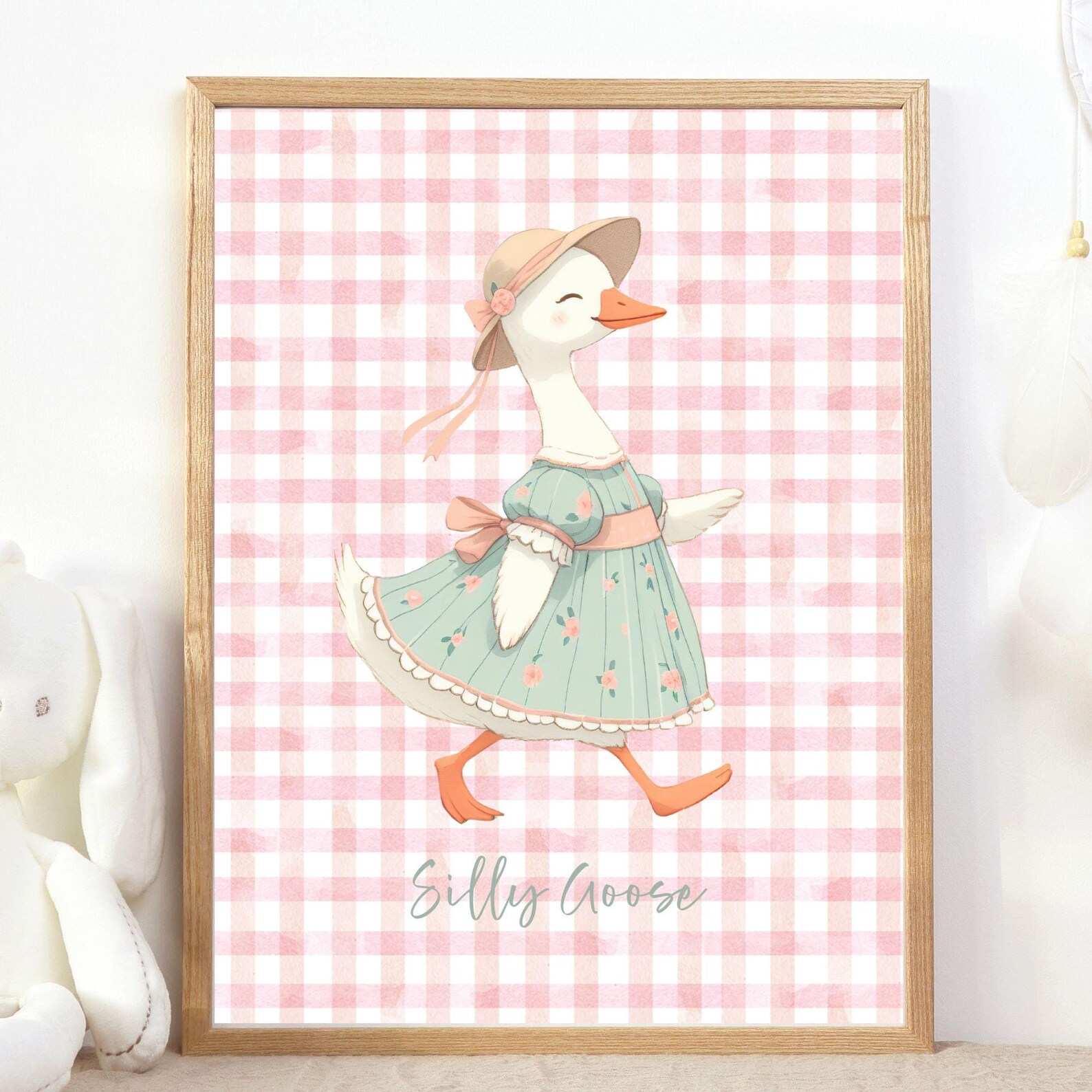 Silly Goose Wall Art, Girls Room Wall Art, Cute Goose Poster, Pink ...