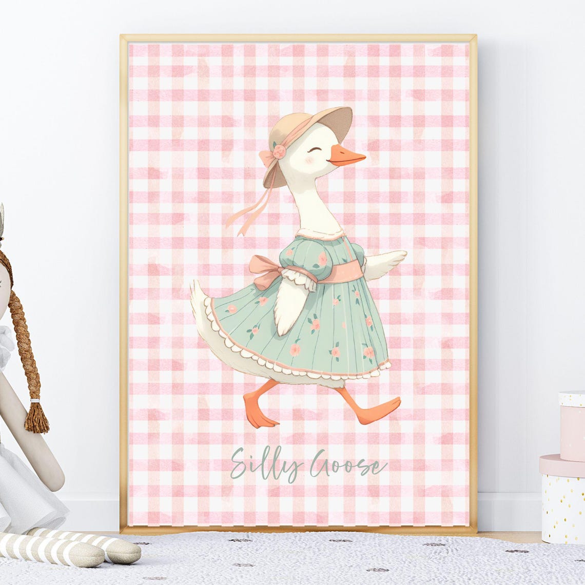 Silly Goose Wall Art, Girls Room Wall Art, Cute Goose Poster, Pink ...