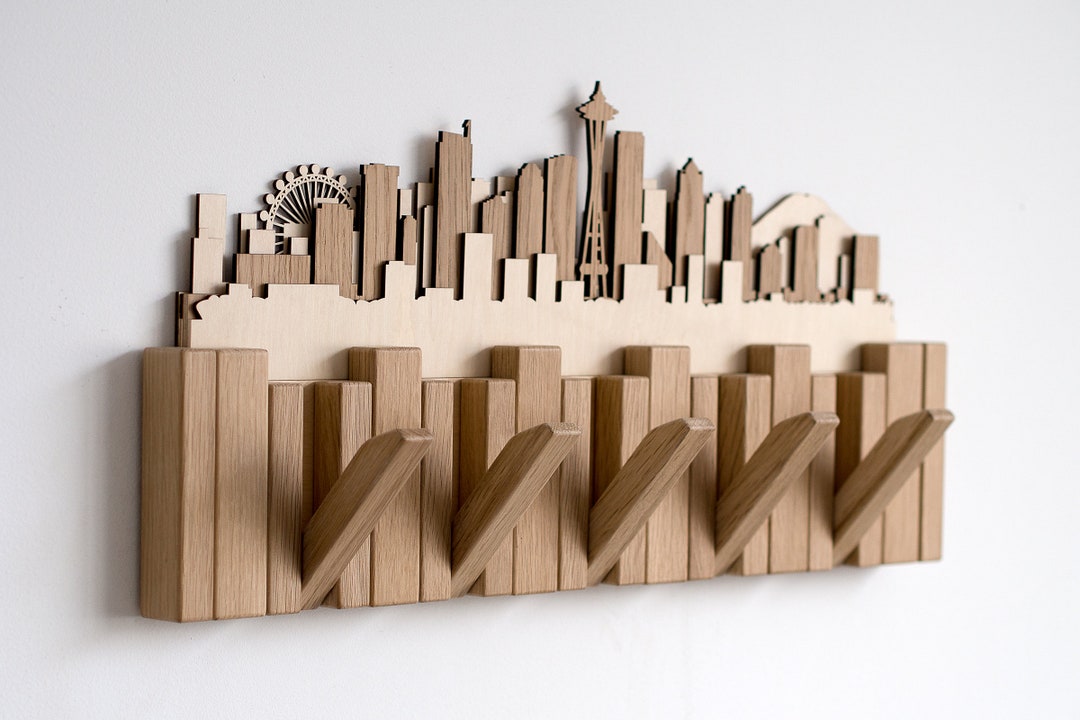 Seattle Coat Hanger Seattle Skyline 3d Layered Laser Cut Etsy