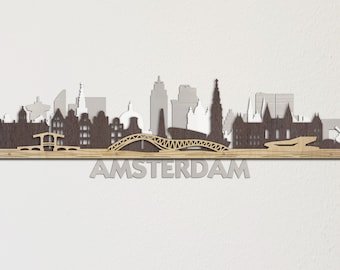 Big Amsterdam Skyline 3d Layered Laser Cut Wooden Wall Art Free Express Shipping Amsterdams kantoorgeschenk Amsterdamse bezienswaardigheden