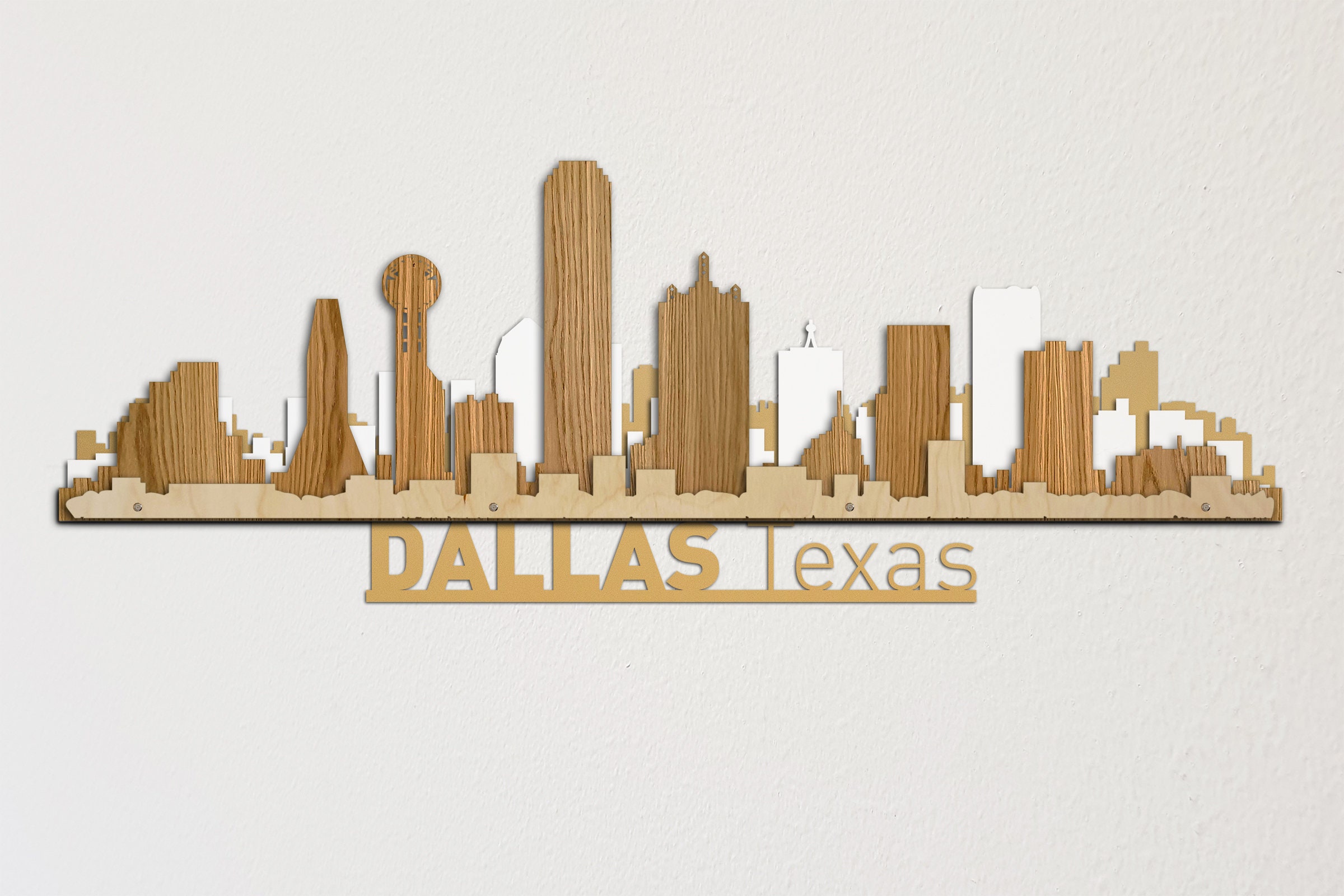 Big Dallas Skyline 3d Layered Laser Cut Wooden Cityscape Large  Etsy