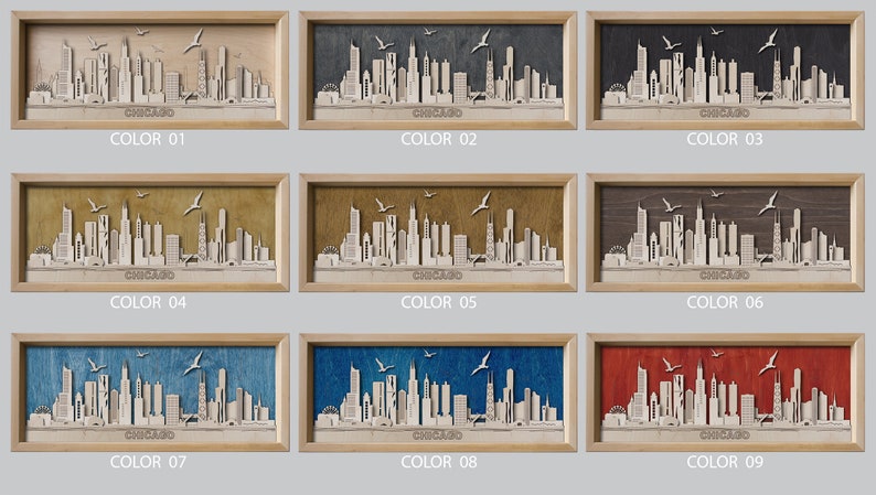 New York 3D Wall Art Framed Skyline Wooden Cityscape Layered Laser Cut Free Express Shipping image 4