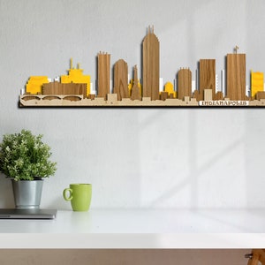 Indianapolis Skyline Colored 3d Layered Laser Cut Wooden Cityscape Wall Art