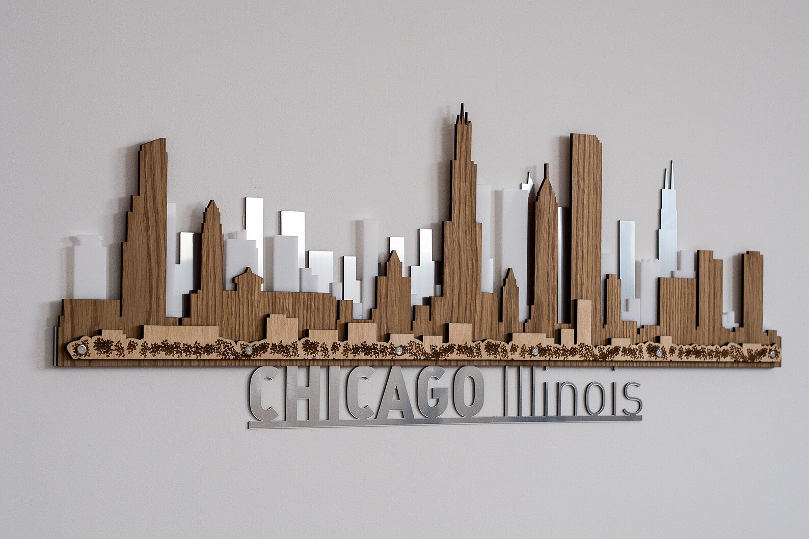 Chicago Skyline Wood and acrylic Layered 3d Laser Cut Wooden Etsy