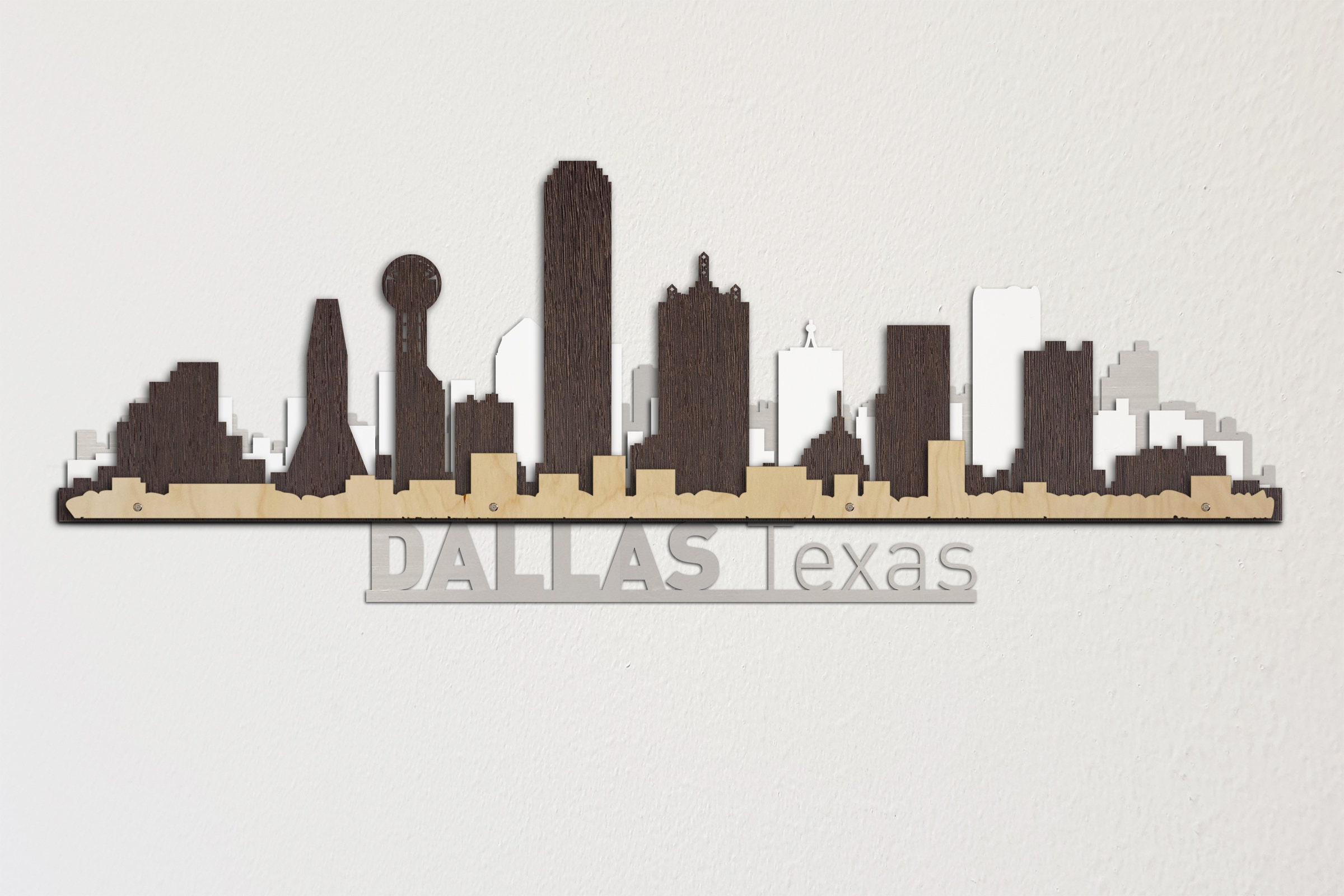Big Dallas Skyline 3d Layered Laser Cut Wooden Cityscape Large  Etsy