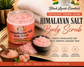 Himalayan Salt Exfoliating Body Scrub, Rejuvenating Skin (12oz)