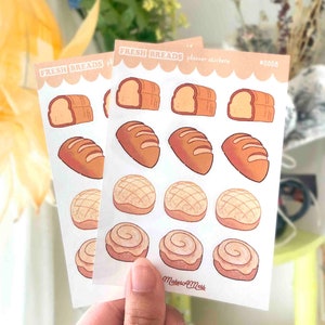Bread Bun Bakery Planner Sticker Sheet Matte l Variety Stationery Illustrations l Foodie Desserts Planner Stickers