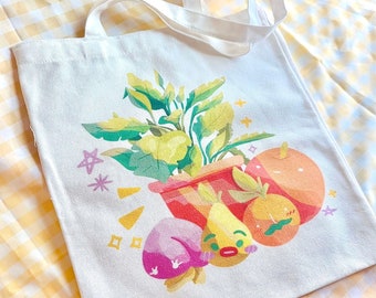 Sacola de lona de amigos de frutas l 34x38 cm "l reutilizável cítrico mercearia bolsa de ombro l professor artista presentes para suas totes