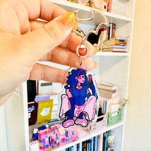 Clear Acrylic Goth Girl Aesthetic Keychain 2.5&quot; l BFF Best Friend Matching Keychains l Keycharm l Rose Gold Bat Hook Key Ring