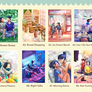 Paar Illustrationen l 5x7" Print Serie l Postkarten Set