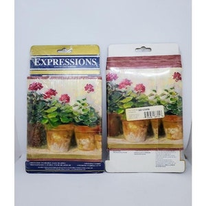 Vintage Expressions Easy-To-Apply Pre-Glued Wallpaper Border With Potted Red Geranium Flowers Design 5 Yards