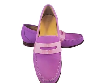 Cole Haan Aster Purple Monroe Leather Lavender Penny Loafers Size 8B