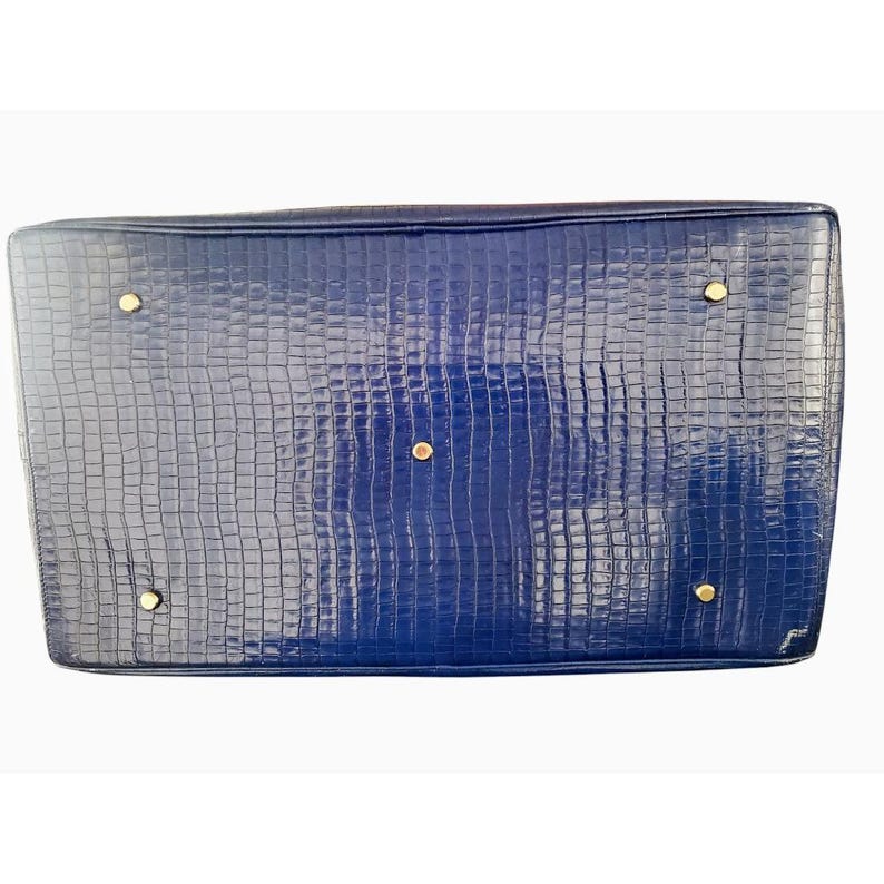 Bolso de lujo para mascotas de Donald Pliner, de piel de cocodrilo azul italiana, para bebé imagen 10