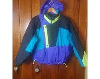 Vintage Pacific Trail Snow Surf Neon Winter Coat 80s Multicolor Nylon Unisex
