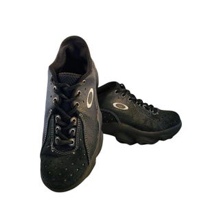 Vintage Oakley Flash Gorpcore Platform Sneakers Men&#39;s 90s Black Leather Suede EUC Very Rare 8.5