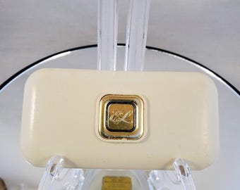 Estée Lauder Vintage Compact - Ivory & Gold Tone Collectible Case, Refillable, Prop, Desert Sky and Purple Sage