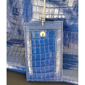 Bolso de lujo para mascotas de Donald Pliner, de piel de cocodrilo azul italiana, para bebé imagen 11