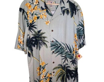 Camicia hawaiana da uomo Caribbean Joe, taglia L, 100% rayon, con stampa floreale tropicale Aloha.