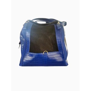 Bolso de lujo para mascotas de Donald Pliner, de piel de cocodrilo azul italiana, para bebé imagen 5