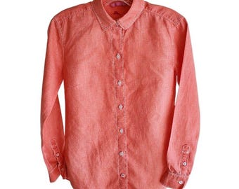 Tommy Bahama Women's Linen Button-Down Shirt – Coral Pink, Long Sleeve, Casual Chic XXS