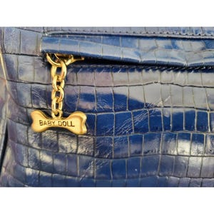 Bolso de lujo para mascotas de Donald Pliner, de piel de cocodrilo azul italiana, para bebé imagen 3