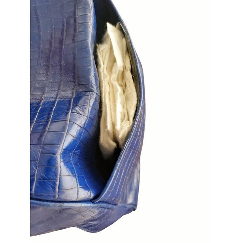 Bolso de lujo para mascotas de Donald Pliner, de piel de cocodrilo azul italiana, para bebé imagen 8