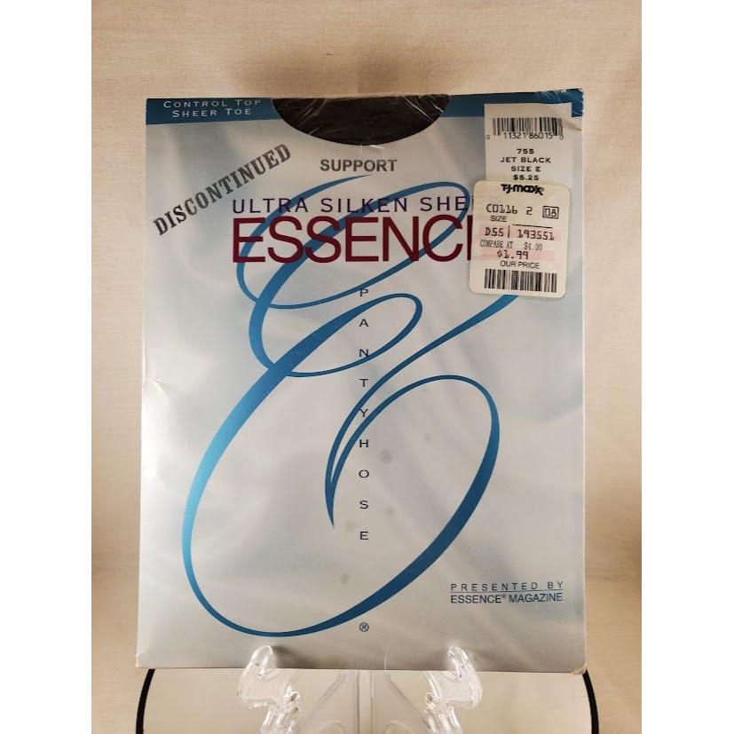 Vintage Essence Ultra Silken Sheer Control Top Pantyhose - Jet Black, Size E (Discontinued)