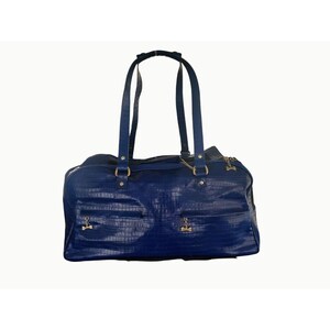 Bolso de lujo para mascotas de Donald Pliner, de piel de cocodrilo azul italiana, para bebé imagen 13