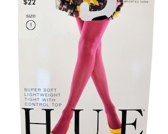 Hue Vintage Super Soft Lightweight Tights With Control Top Size 1 Black Made In USA