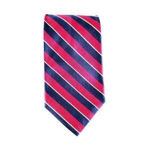 Corbata Brooks Brothers para hombre, hecha a mano, de seda, con rayas rojas, azul marino y doradas, de 145 cm