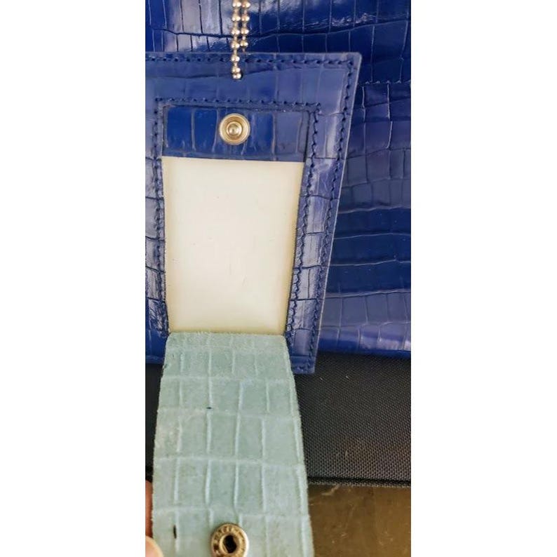Bolso de lujo para mascotas de Donald Pliner, de piel de cocodrilo azul italiana, para bebé imagen 12