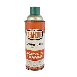 Pintura en aerosol de esmalte acrílico DEM-KOTE de Dayton vintage, verde máquina 2X983-A, lata completa de 1960