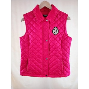 Ralph Lauren Reddish/Pink Quilted Vest - Women's Sleeveless Vest, Size M