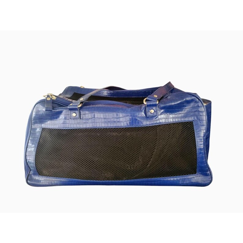 Bolso de lujo para mascotas de Donald Pliner, de piel de cocodrilo azul italiana, para bebé imagen 4
