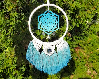 Makramé Solfångare / Mandala-hänge / Mandaladekoration / Fönstersolfångare / Boho / Feng Shui / Heminredning / Väggbonad